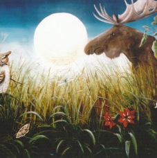 Moose & the owl in the moonlight