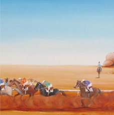 Outback races beside water hole