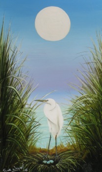 Egret by Moonlight