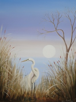 Egret in Bullrushes