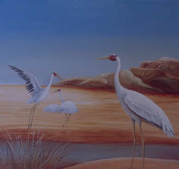 Birds at desert water hole